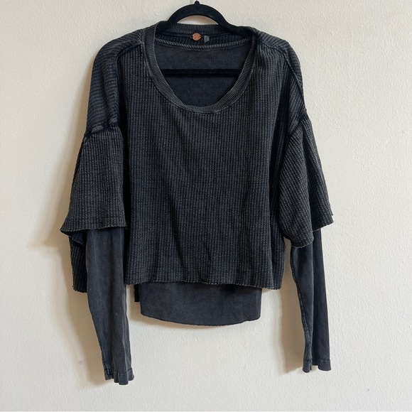 Free People Long Sleeve Waffle Top - Picture 2 of 3